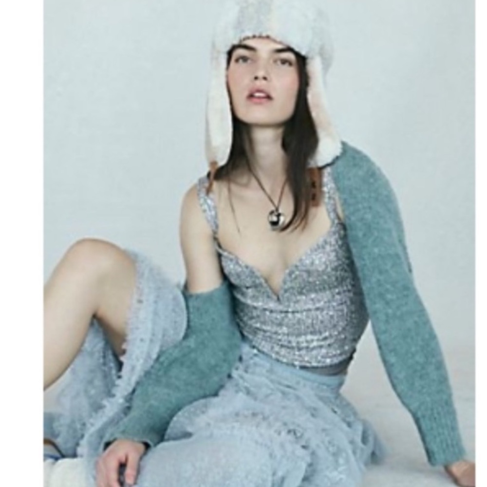 Free People x Intimately Free People Sparks Fly Bodysuit in Grey NWOT Large